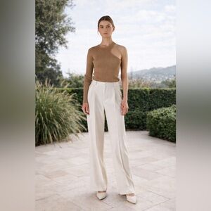 Endless Rose One Shoulder Tan Knit Top Size M | Stretch Cut-Out Fitted Top